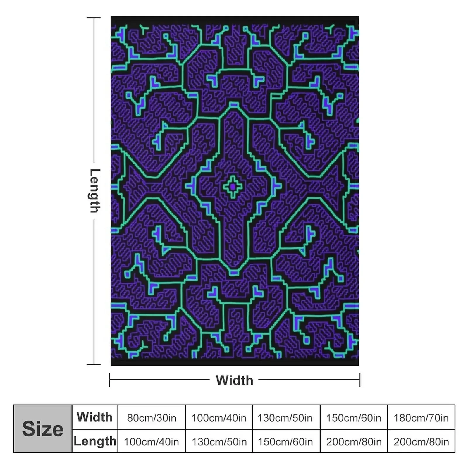 Hand drawn Shipibo art | Sacred Geometry Throw Blanket Thin Decorative Sofa Blankets