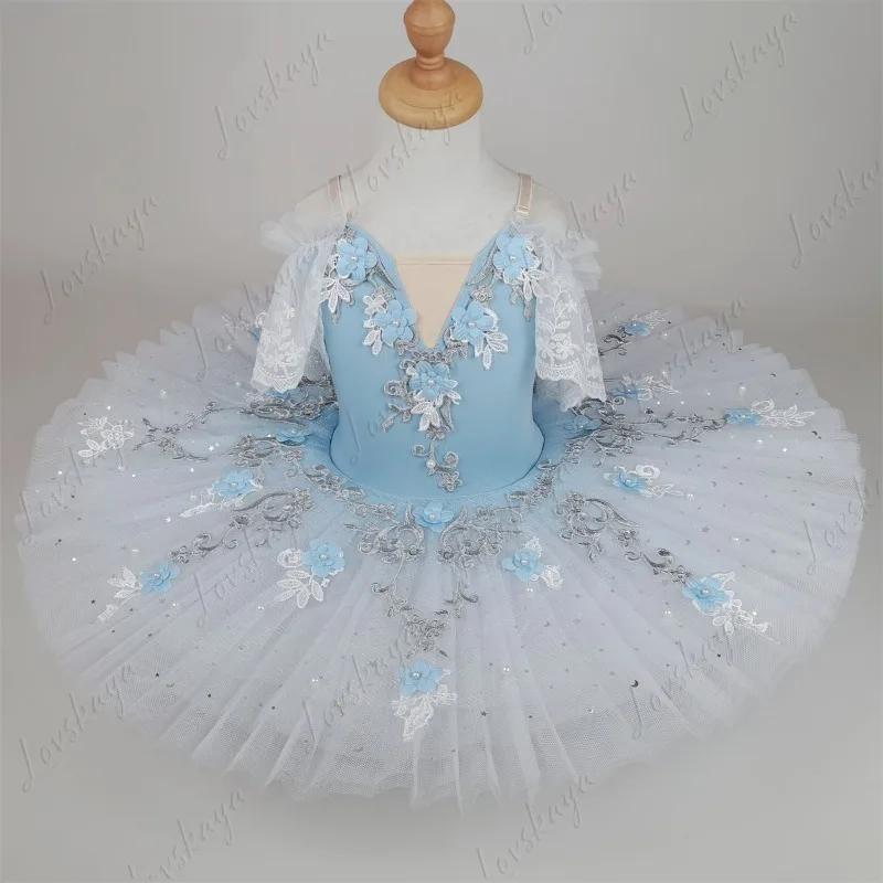 Strój do baletu dla dzieci - Sukienka TUTU bez ramiączek z bufkami dla dziewczynek - Strój na występ Łabędzie Jezioro
