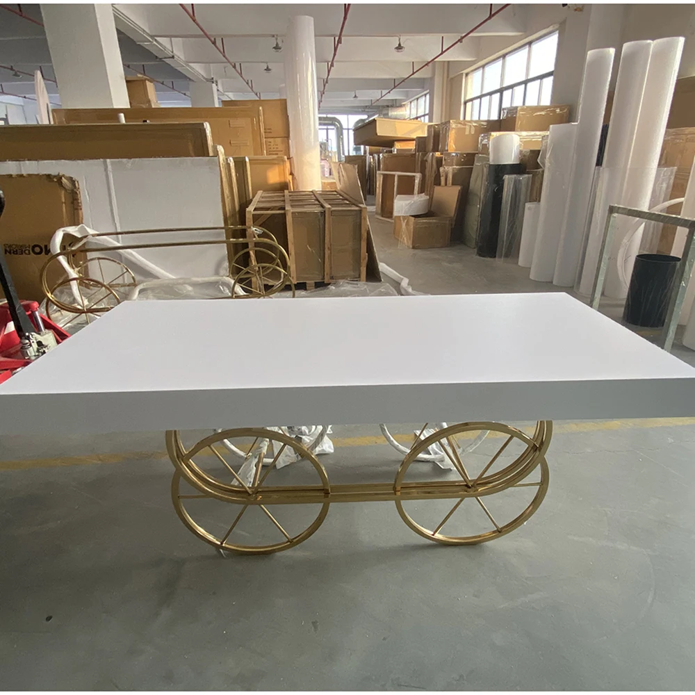 Wholesale Wedding White PVC Candy Display Wedding Champagne Cart Flower Candy Dessert Bar Carts for Wedding Decoration