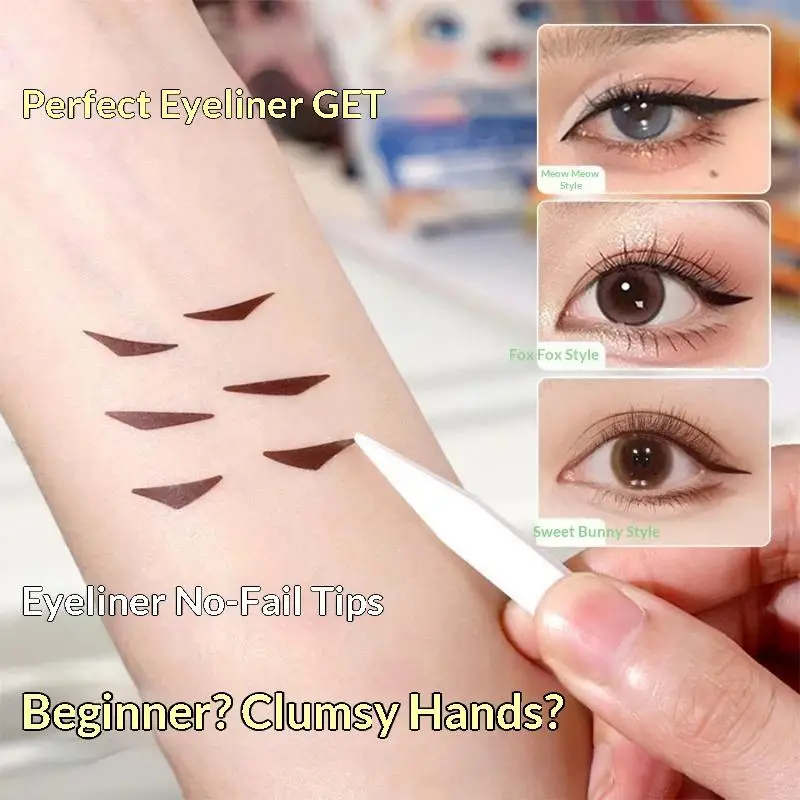 Eyeliner Sticker Natural Realistic Effect Self Adhesive Waterproof Long Lasting Glitter Styles for Festival Rave Makeup