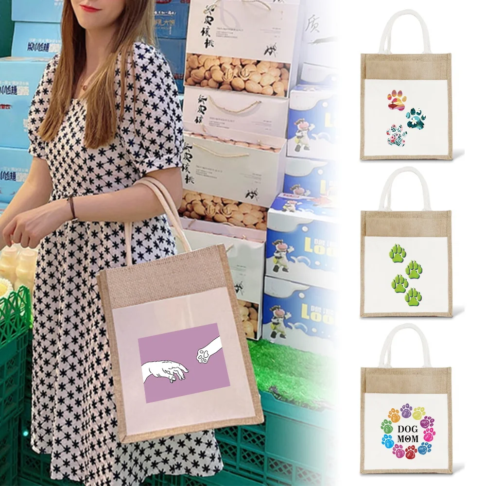 

Reusable Grocery Bag Large-capacity Tote Shoulder Bag Portable Grocery Bags Lightweight Shopper Organize Footprints Series