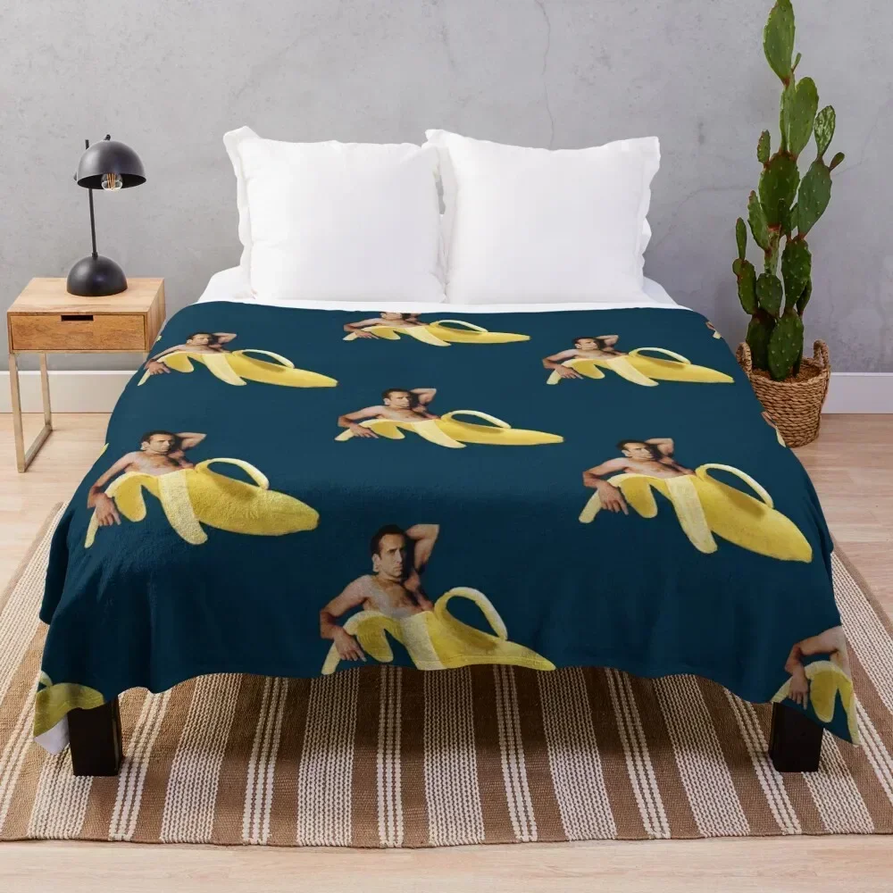 

Nicolas Cage Banana Pattern Throw Blanket Fluffy Cozy Throw Blanket for Home Decor