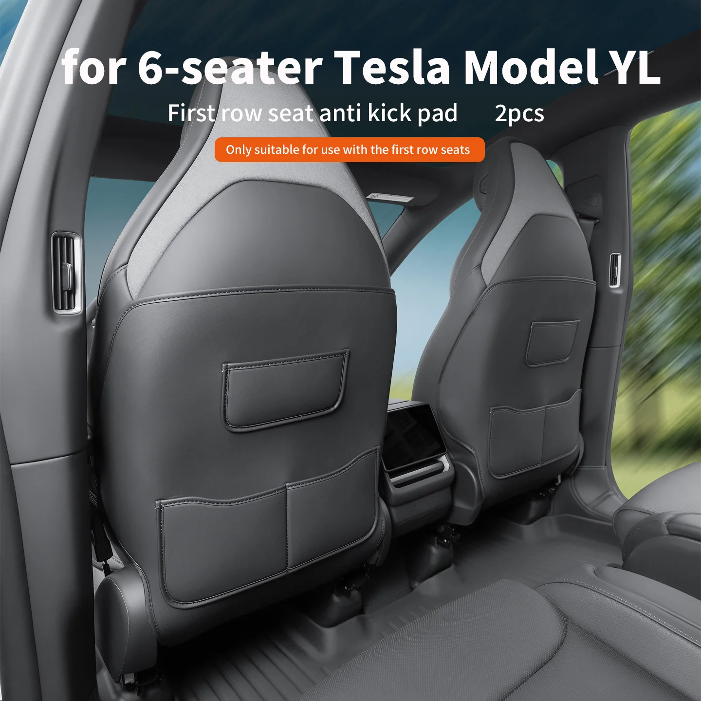 For 6-seater Tesla Model YL seat anti kick pad, Model Y L first row seat backrest protection pad, child anti kick pad, 2pcs