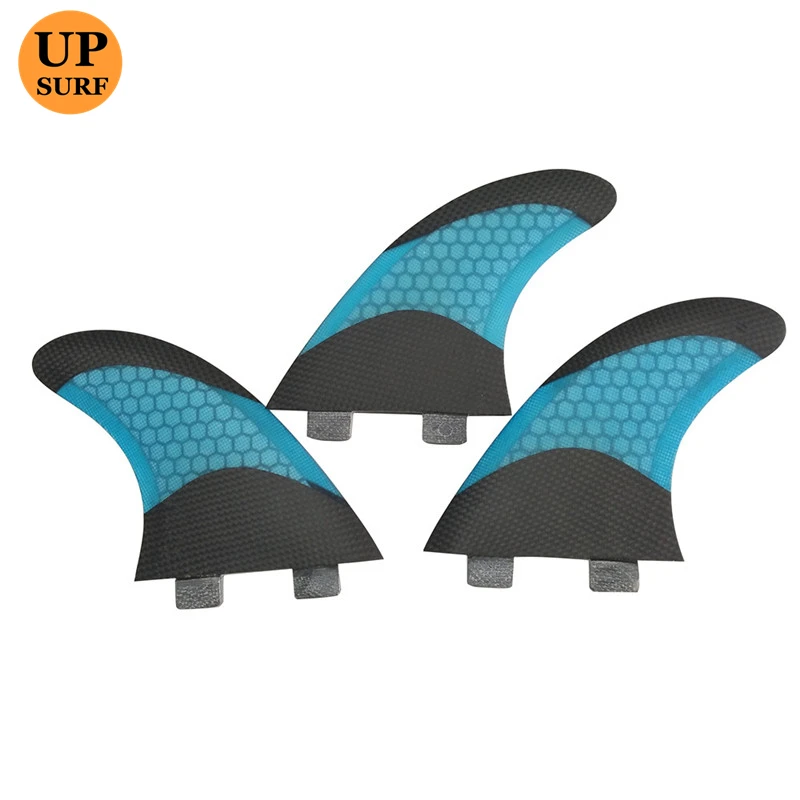 SUP Board UPSURF FCS L Fins Blue Color Honeycomb carbon 3 pieces per set Double Tabs Fin Quilhas Surf Fin for Surfing