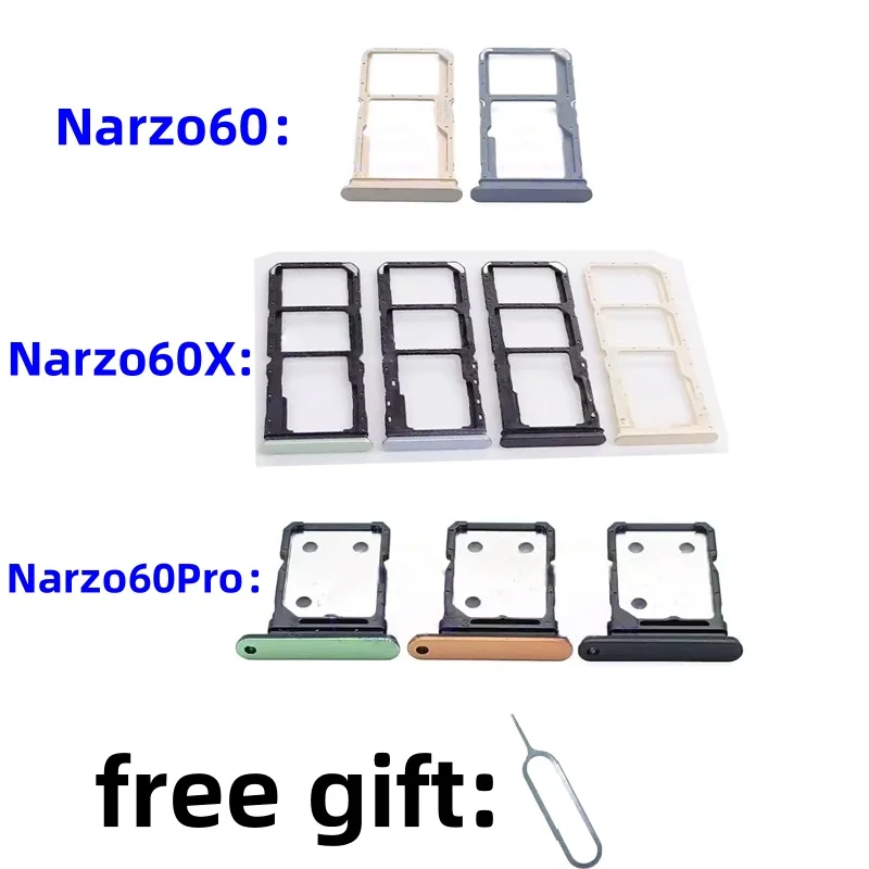 

SIM Card SD Card Tray chip slot drawer card Holder For OPPO Realme Narzo60 RMX3750 narzo60X narzo60Pro drawer chip card tray