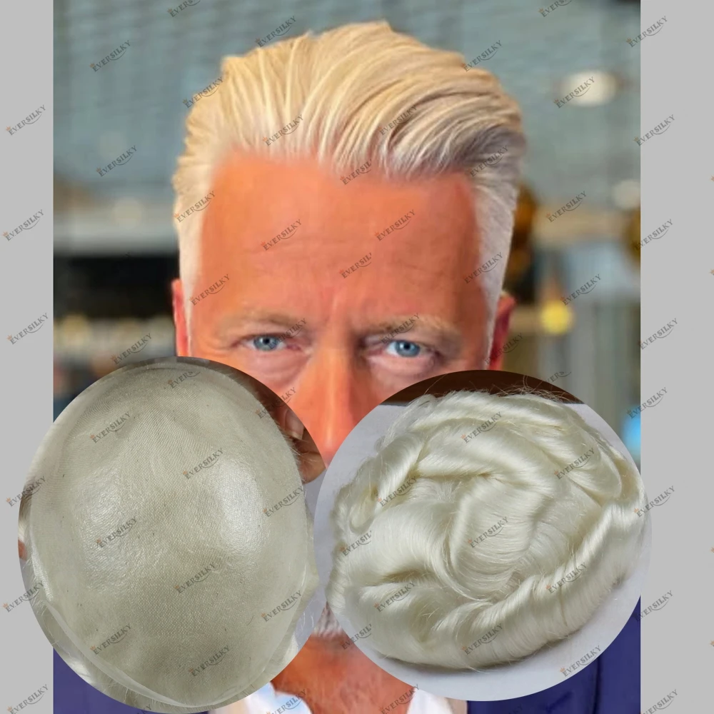 

Blonde Human Hair Toupee for Male Hairloss 60R 22R 20# Super Natural Hairline Vloop Microskin 0.06mm Thin Skin Prosthesis Wigs