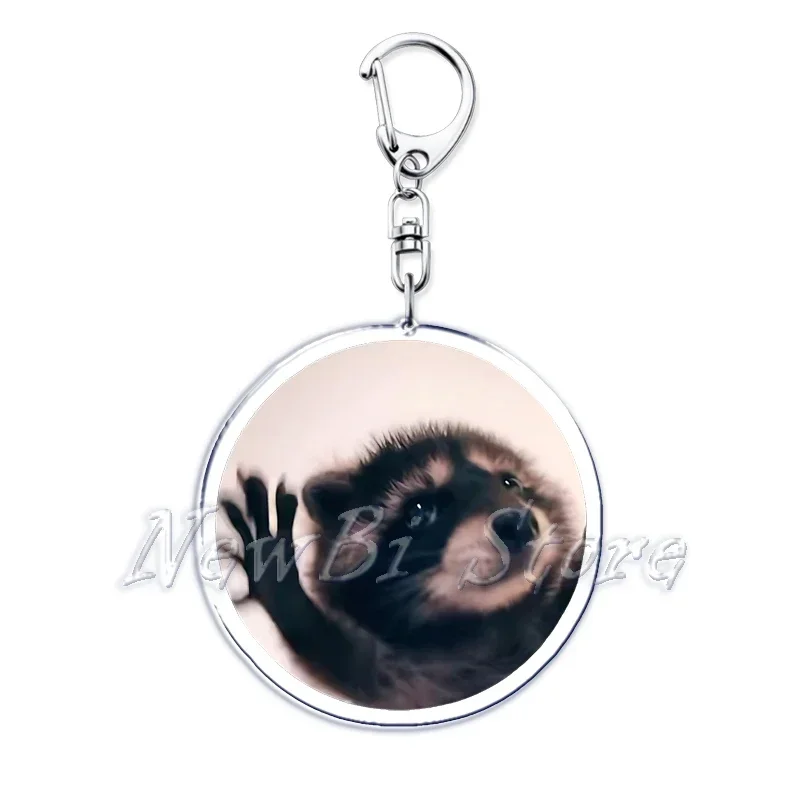 Cute Fun Dancing pedon Raccoon Meme portachiavi in acrilico anello per accessori borsa ciondolo portachiavi gioielli fan regali