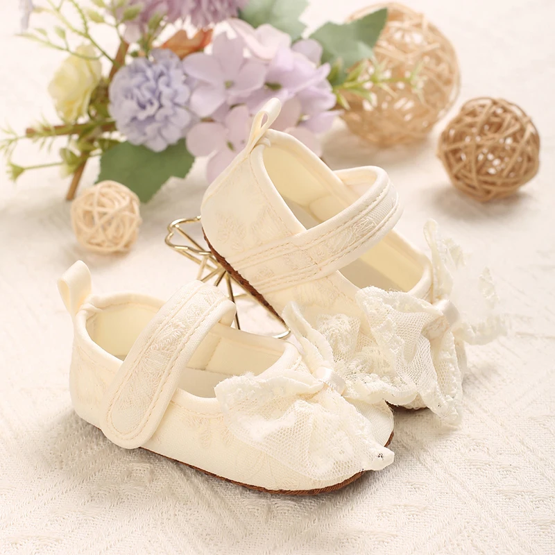 

Baby Shoes 0-18 Months Female Baby Bow Soft Bottom Princess Shoes Newborn Children Lace Step Shoes
