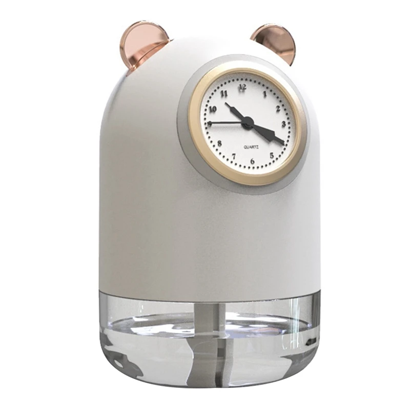 

New Double Spray Cute Pet USB Mini Clock Humidifier Home Bedroom Mute Small Large Capacity