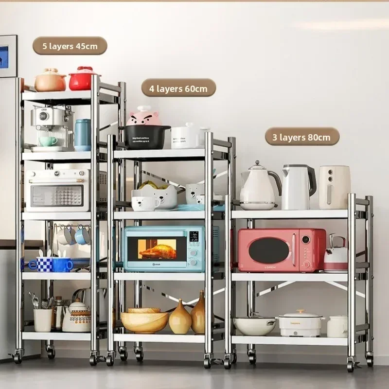 Stainless steel rack Floor-to-ceiling multi-layer clamps Storage rack Oven microwave oven Pot storage rack Kitchenware slot
