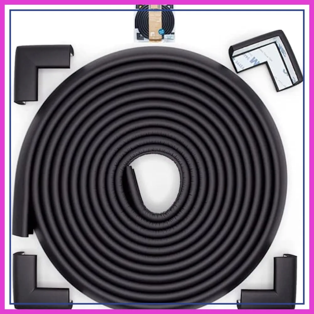 

Slimfit Corner Edge Protector for Baby Proofing, 15ft Edge + 4 Corners, Furniture Safety Bumper, Soft NBR Foam, 3M Adhesive, Black