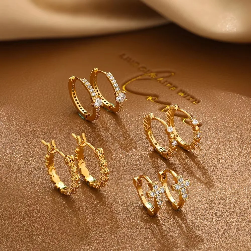 Charm Gold Plated Mini CZ Zircon Hoop Earrings for Women Stackable Cartilage Piercing Hoops Huggie Earclips Jewelry Girls Gift
