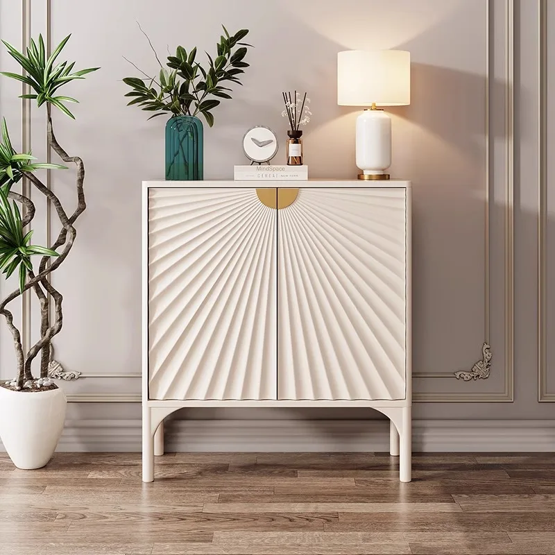 

French cream wind porch cabinet entrance foyer shoe cabinet solid wood carving decorative cabinet