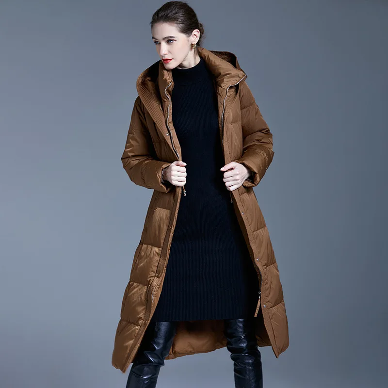Женский зимний пуховик 2023, Женская длинная стеганая Женская одежда, теплые пальто с перьями, Легкая стеганая одежда, новая верхняя одежда