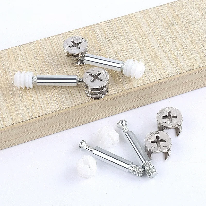 M6 Furniture Bolt and Nut Set Clothes Cabine Desk Link Fixer Connector Screw  Length 32 35 40mm Three-In-One Woodworking Nut