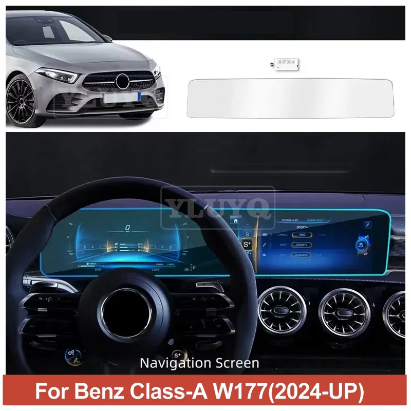 

Tempered Glass for Mercedes Benz A Class W177 A180 A200 2024 2025 Car Navigation Screen Film Dashboard Protective Film Protector