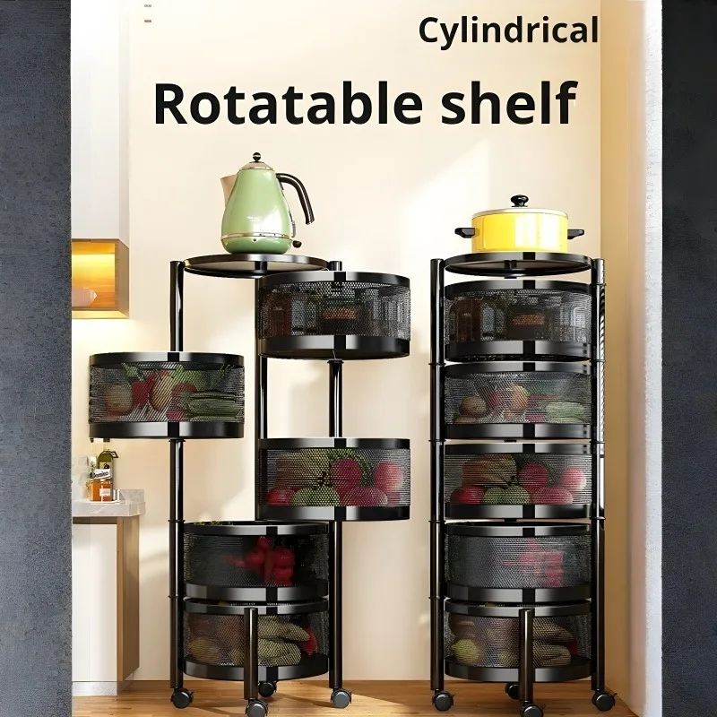 

Kitchen Floor Standing Storage Rack Multi Tier Round Shelf Organizer for Home Space Saving Use Bathroom Pantry Corner Shelf
