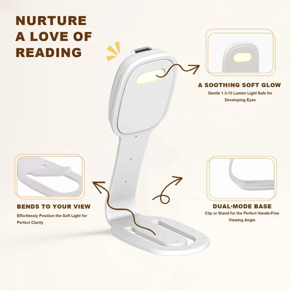 2-in-1 Clip-On Book Light Rechargeable Ultra-thin LED Reading Light Eye-Caring Dimmable Brightness Mini Portable Travel Reading image 5