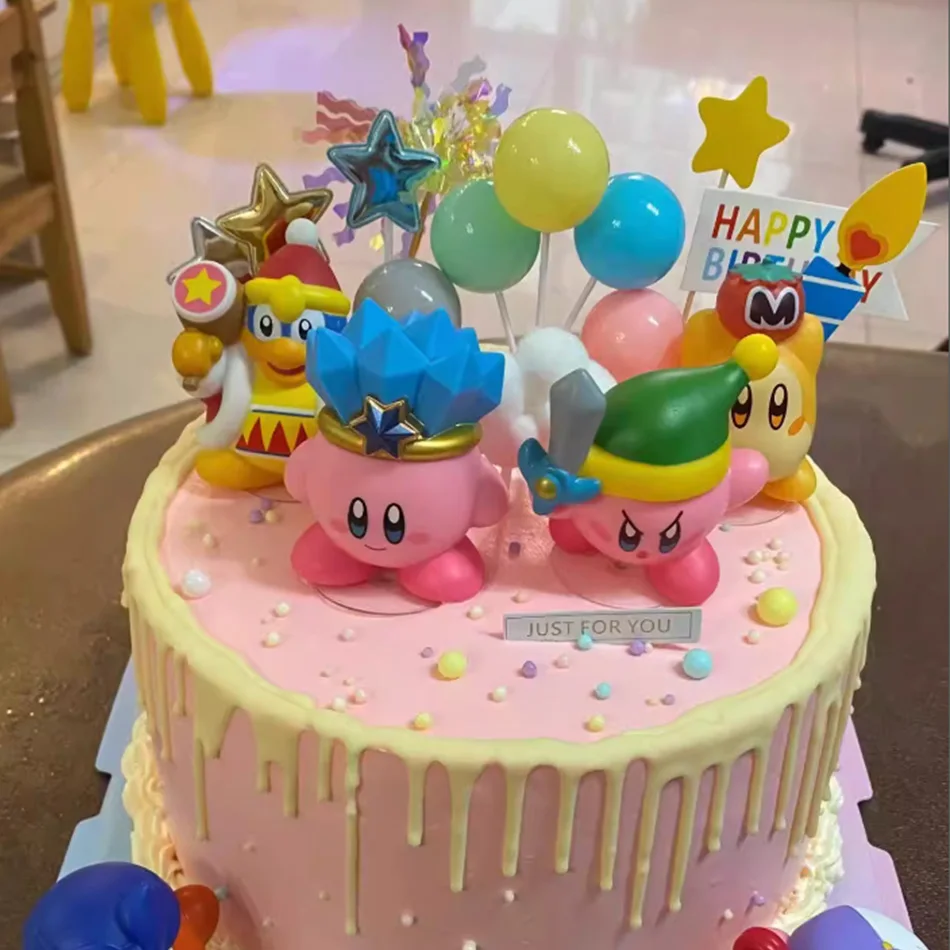 Figurine d'anime Kirby, figurine mignonne de dessin animé Kirby rose, Waddle Dee, King Dedede, mini figurine décorative, collection de jouets, cadeaux