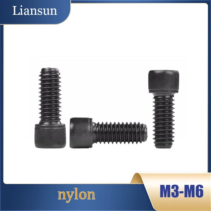 

Black Nylon Hex Socket Head Cap Screws M3 M4 M5 M6 Insulating Plastic Screws for Electronics lectrical RF Shielding Applications