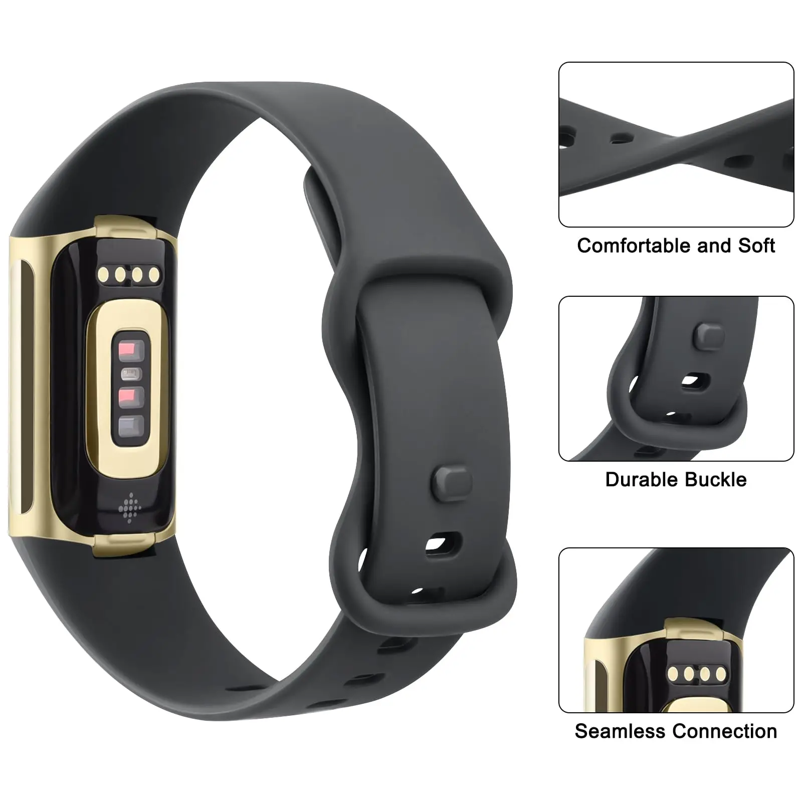 حزام سيليكون لملحقات سوار Fitbit Charge 6، سوار معصم بديل ناعم رسمي لسوار Fitbit Charge 5