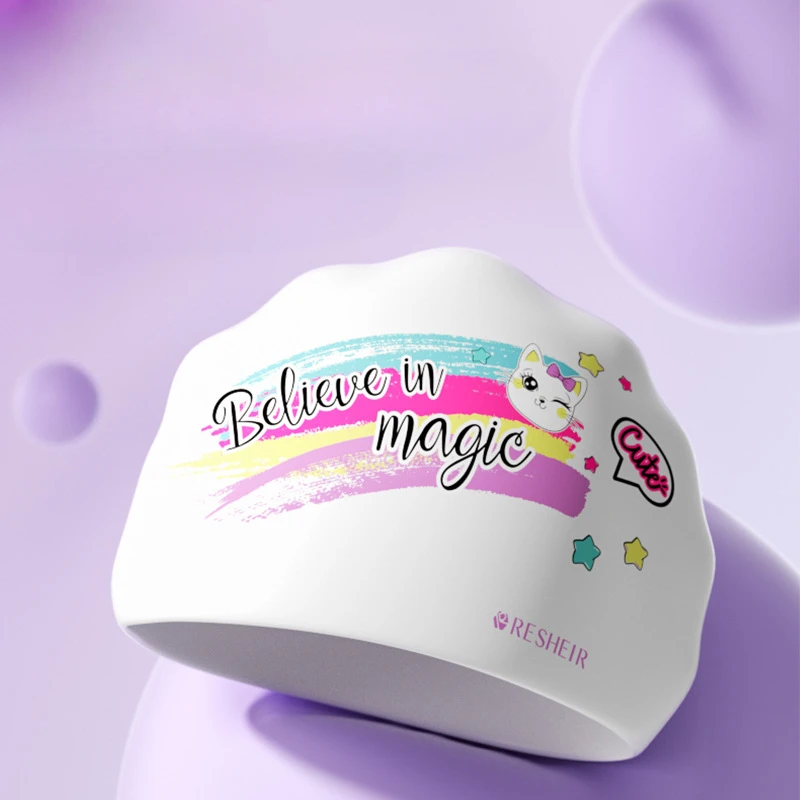 

Swim Caps for Women Large Size Silicone Swimming Cap with Cartoon Print Ear Protection for Long Hair Pool Accessories