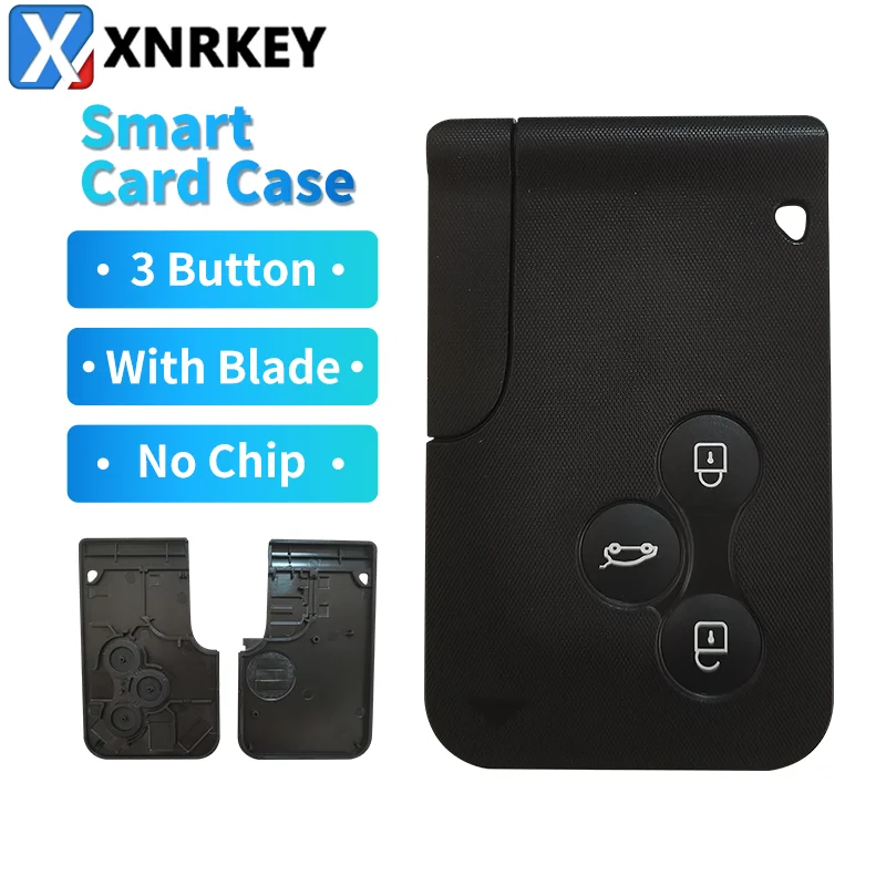 XNRKEY 10 Pcs 3 Button Smart Card Key Case Shell Without Logo With Blade for Renault Megane Smart Card Car Key Shell