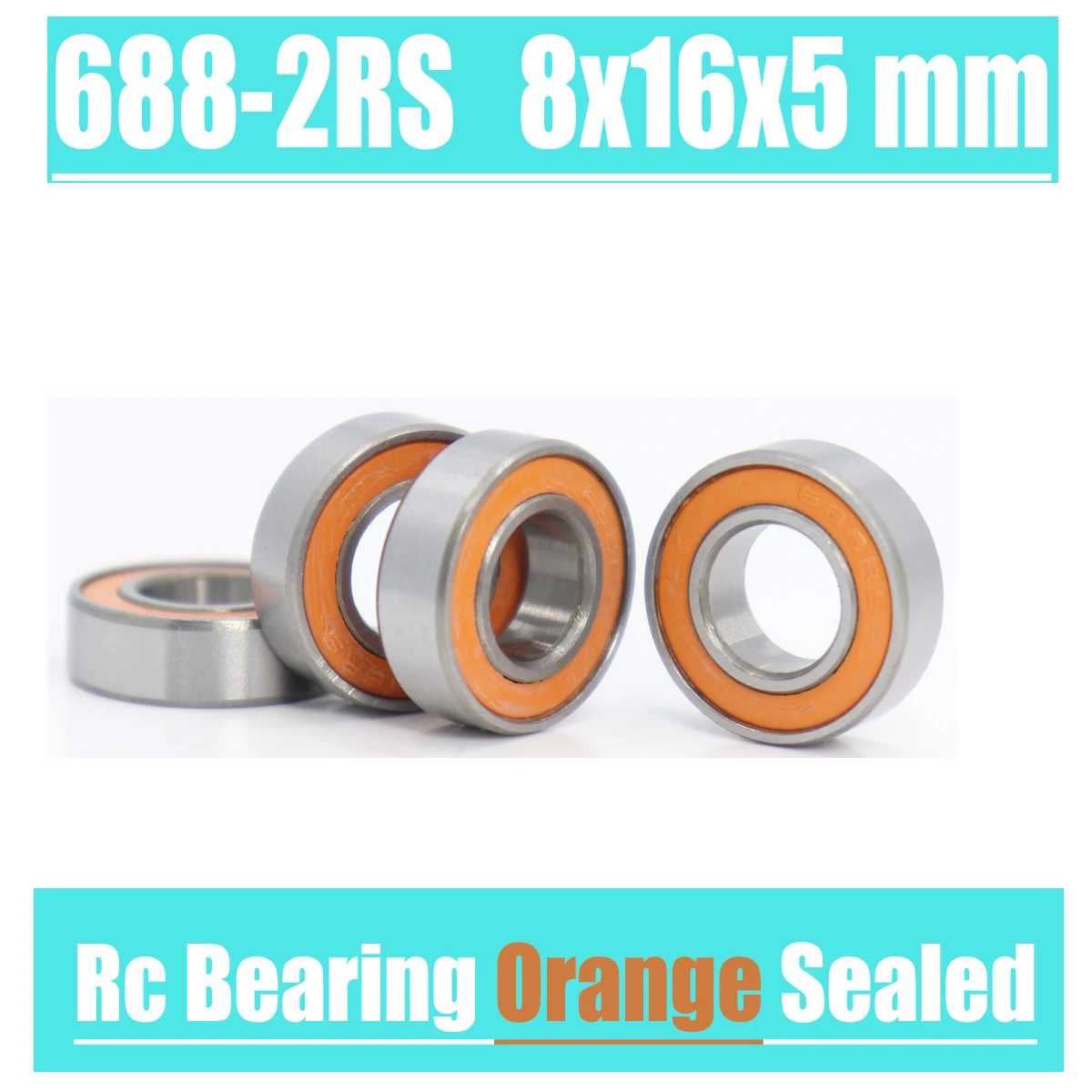 

688-2RS Bearing ABEC-3 10PCS 8x16x5 mm Miniature 688RS Ball Bearings 618/8RS Z3V3 Orange Sealed Bearing 688 2RS