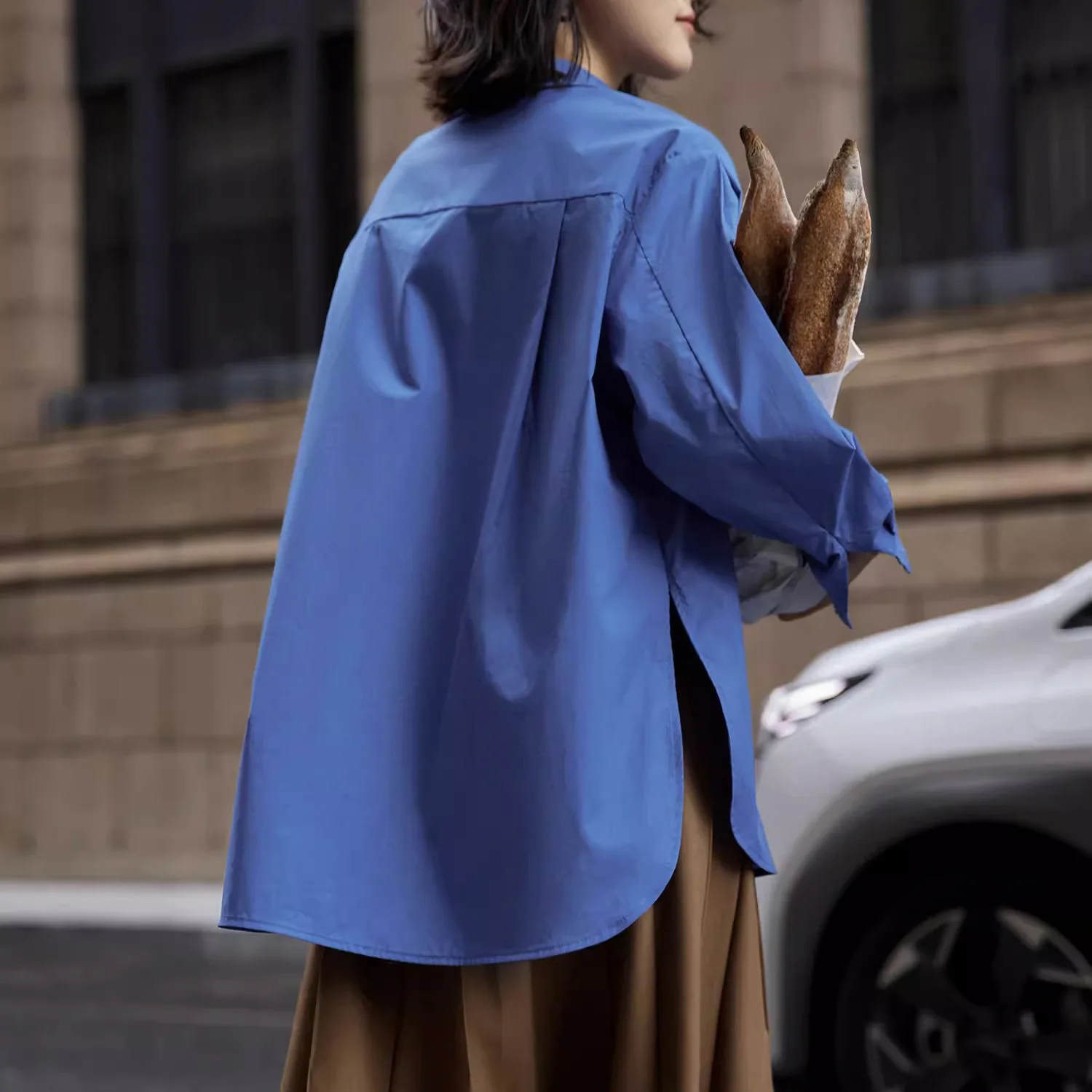 

Женская свободная хлопковая рубашка-куртка Klein Blue с длинными рукавами, удобная, модная, для повседневной носки