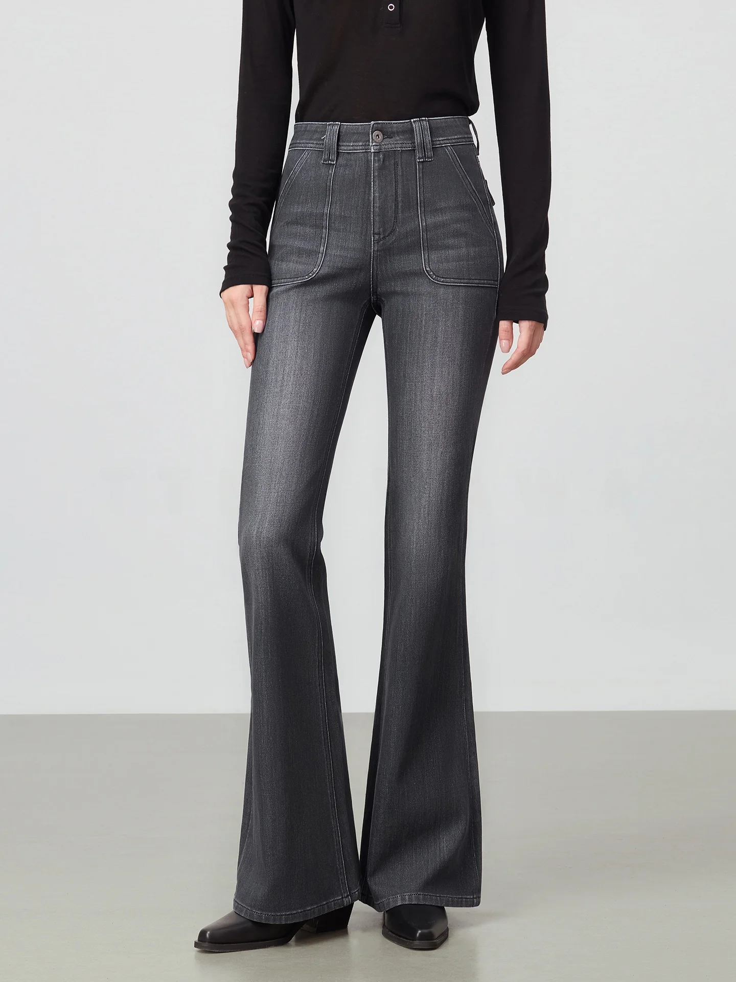 

Джинсы TTH WAWA с высокой талией, расклешенные, утягивающие, женские, зимние, новые, из хлопка, стрейч, не мнущиеся