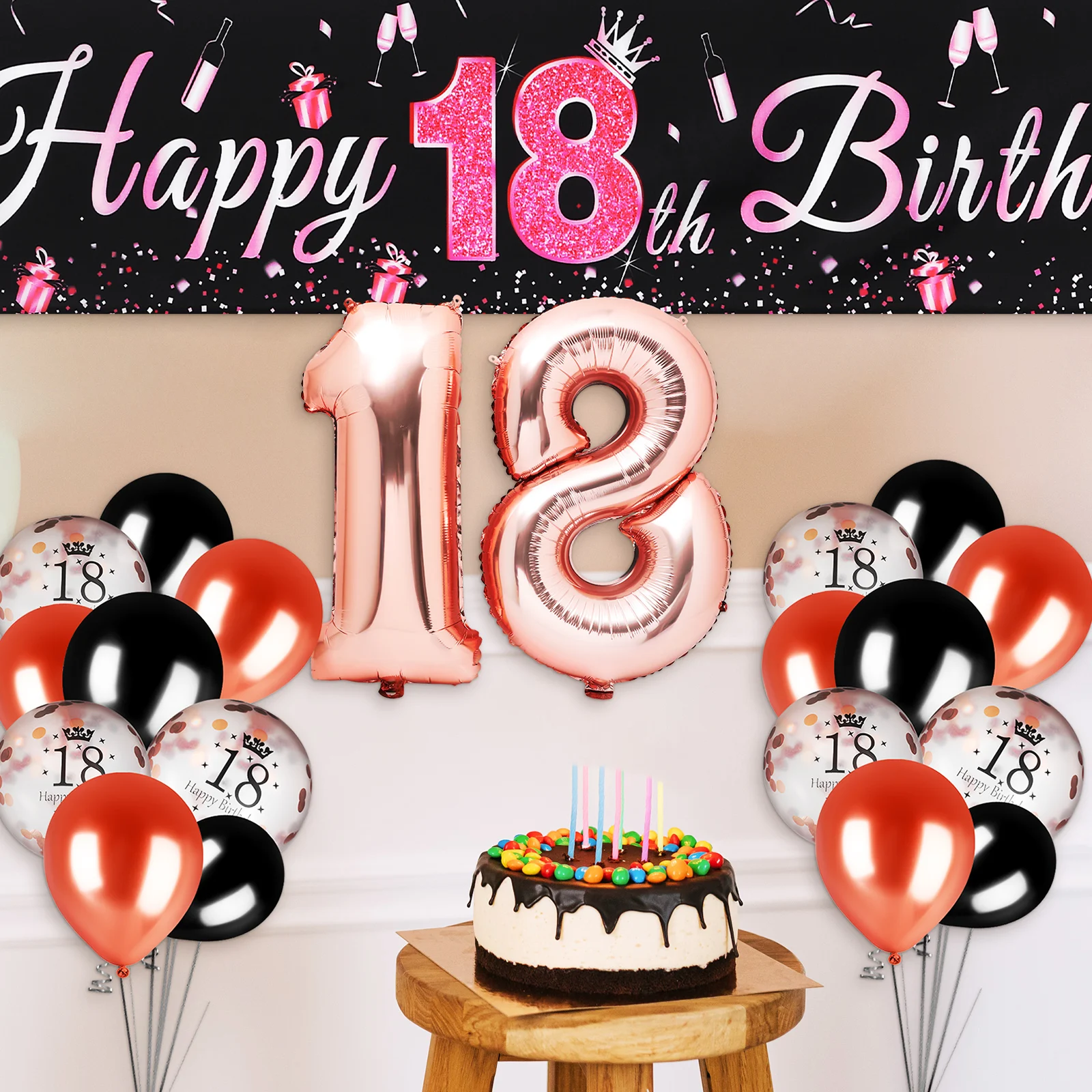 

1 set 1 Set Birthday Decoration Kit Party Balloons Hanging Banner Backdrop Decor Supplies For Celebration Graduation Holiday