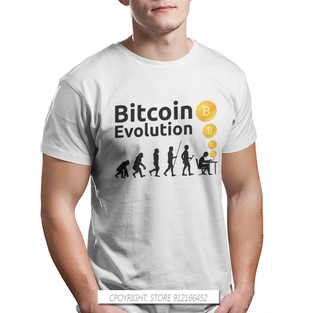 Bitcoin Sign Art Satoshi Nakamoto Evolution Men T Shirt Large Top Pure Cotton Tees Harajuku TShirt