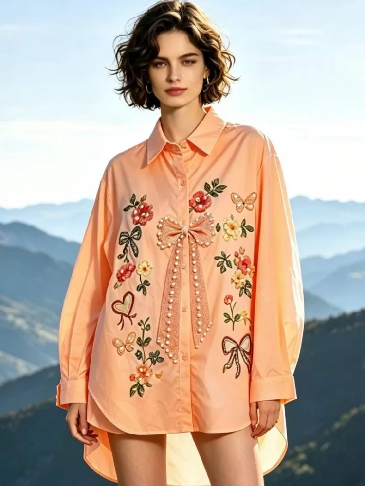 Women White Embroidery Blouses Spring Autumn Long Sleeve Woman Blouse Shirt Office Elegant Work Shirt Top Blusas Mujer De Moda