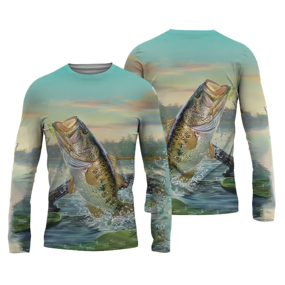 2024 New Fishing Shirts 3D Pinting Tops Fishing Apparel High Quality T-Shirt Long Sleeve Outdoor Sports Crewneck Fishing Shirt