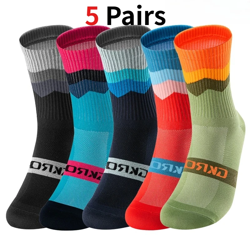 

1/5 пар профессиональных велосипедных носков разного цвета, дышащие компрессионные спортивные носки для шоссейного велоспорта для мужчин и женщин