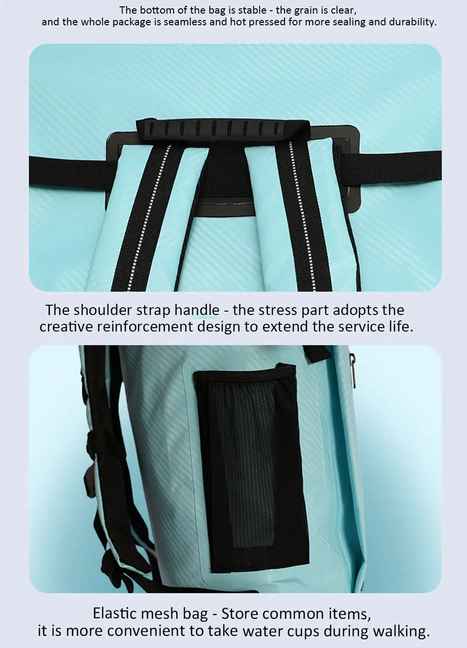 30L Trockentasche mit großem Fassungsvermögen, Trocken- und Nasstrennung, wasserdichter Schwimmrucksack für Reisen/Wassersport/Wandern, Aufbewahrungstasche – Detail 13