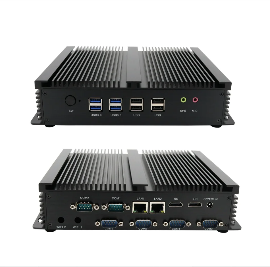 Mini computer industriale incorporato Core i5 4200U I7 4500U 6xRs232 Porte seriali Rs485 Doppio 2.5G 2xHD Win10 Mini PC senza ventola 4G LTE