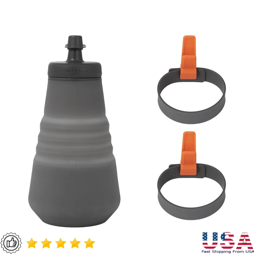 

Collapsible Silicone Griddle Breakfast Tool Set 32oz Dispenser Adjustable Egg Rings Lightweight Heat Resistant Camping Cooking