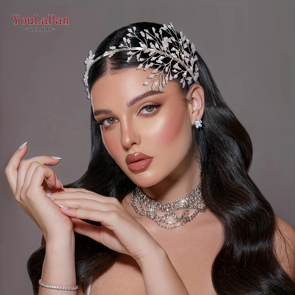 

YouLaPan Bridal Jewelry Hair Accessories Trendy Crystal Beads Hair Hoop Gentle Women Headband Dance Performance Headpiece HP595