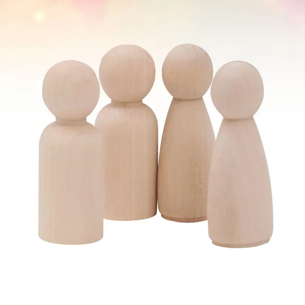 20 Pcs Wood Puppets Wooden for DIY Nail People Toys Bamboo Unfinished Preschool