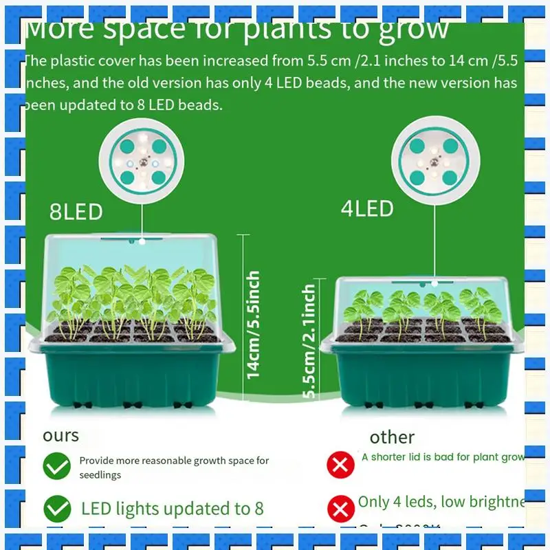 

ABNG Seed Starter Tray With Grow Light, Seed Starter Set With Humidity Dome, Seedling Starter Tray Set Kit With Timing Grow Ligh