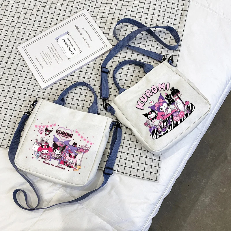 

Kuromi Cartoon Print Shoulder Bags Kawaii Handbag Woman Messenger Bag Eco Portable High-capacity Detachable Shoulder Strap Totes