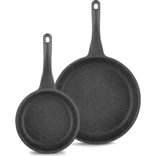 Schafer Famos Fireproof Non-Stick 2 Piece Granite Cast Pan Set-Gray