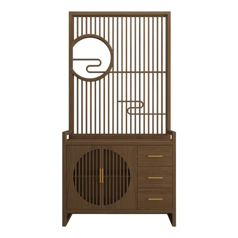 

New Chinese-style solid wood home entrance cabinet, screen partition, shoe cabinet integrated household living room, dining room
