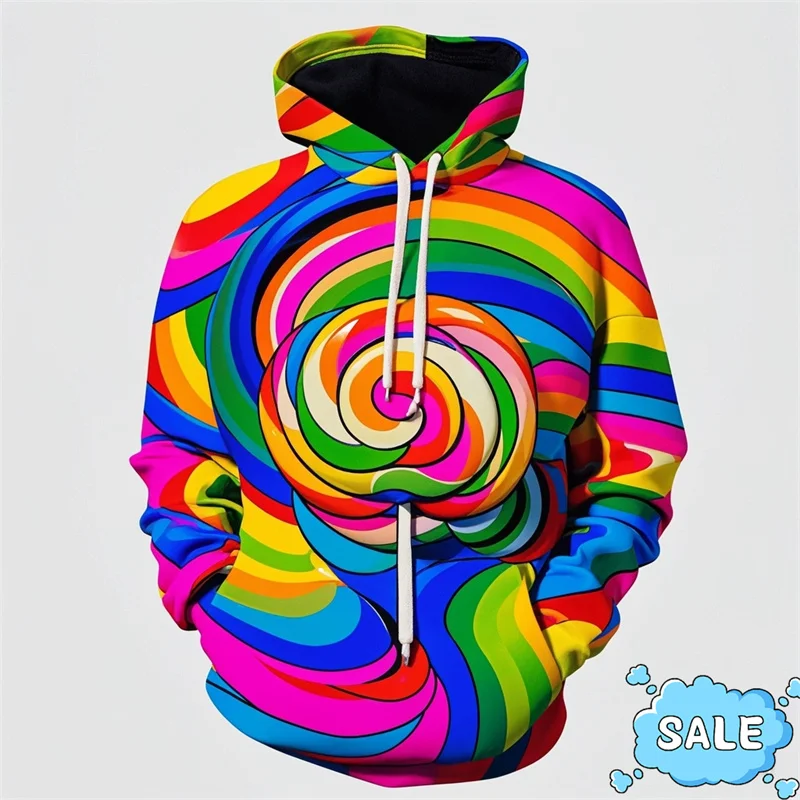 New 3D Print Sweet-Lollipop Hoodies Lollipop-candy Graphic Hooded Sweatshirts Women Funny Patterns Pullover Mens Clothing Hoodie