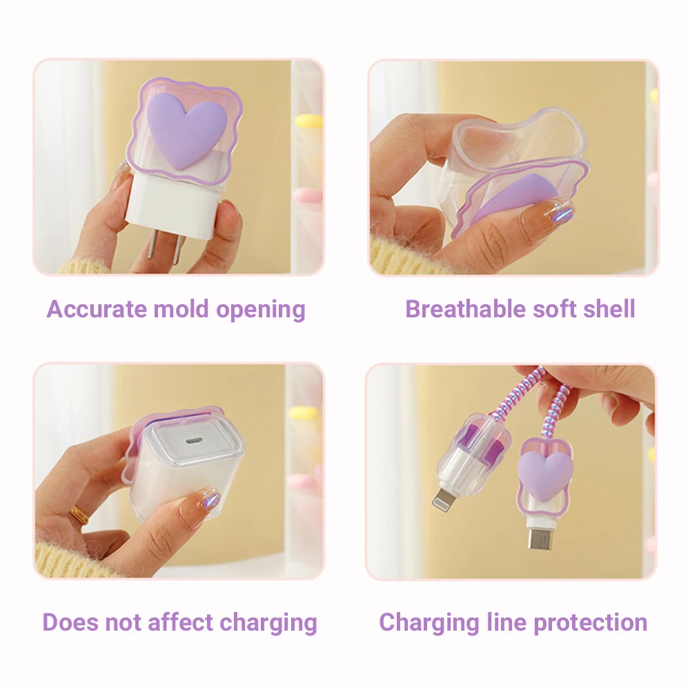 3D Cute Catoon Charger Protector Cover For iPhone 15 14 13 12 11 Charger 18W 20W Silicone Case Cable Winder Power Adapter Sleeve