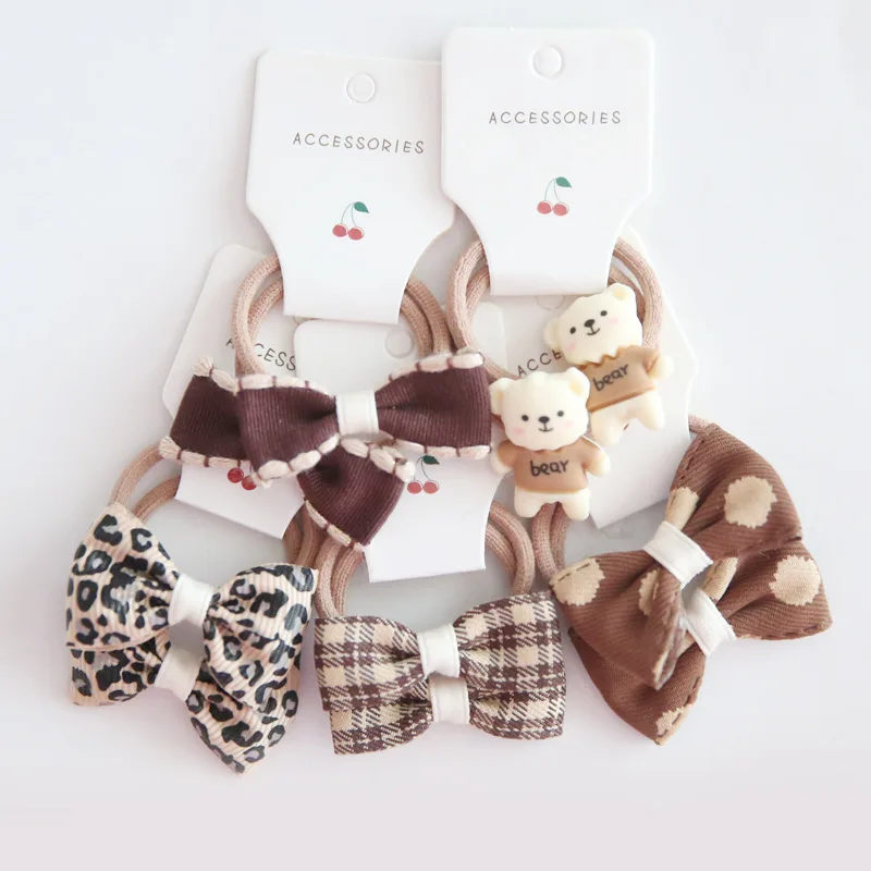 

10Pcs/Set Cute Cartoon Bear Rabbit Hair Band Girls Elastic Rubber Band Headwear Flower Bow Baby Kids Hair Accessories Ornaments