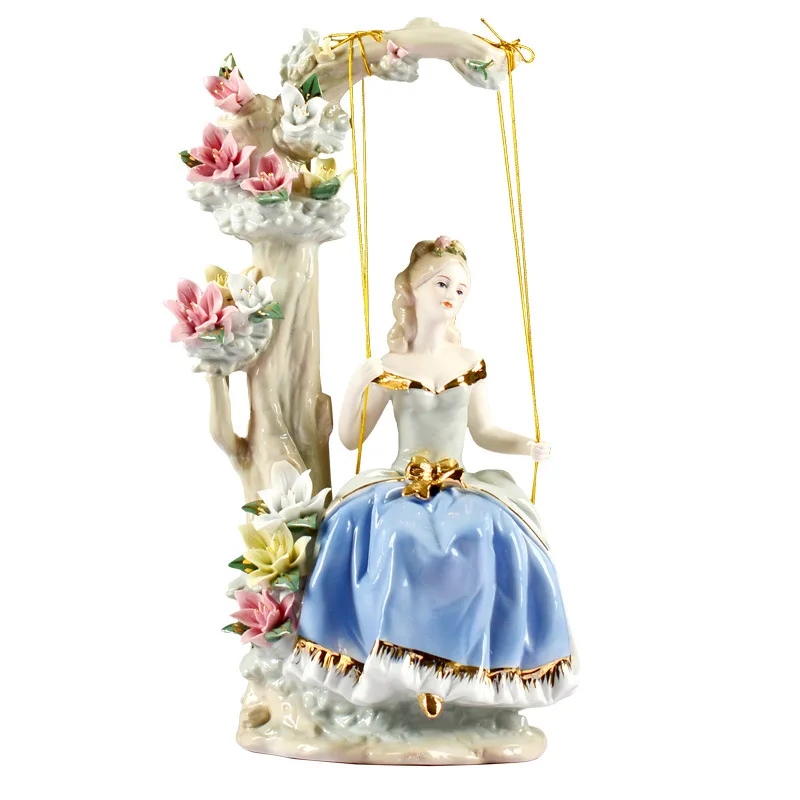 European ceramic handicrafts home decoration court swing Western women's living room