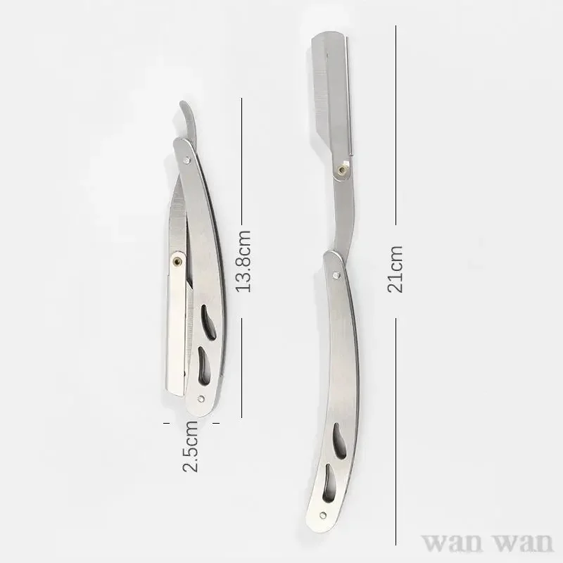 Stainless Steel Razor Holder Golden Men's Manual Folding Straight Edge Shaver Barber Shop Beard Trimmer With Shaving Blade Y1003