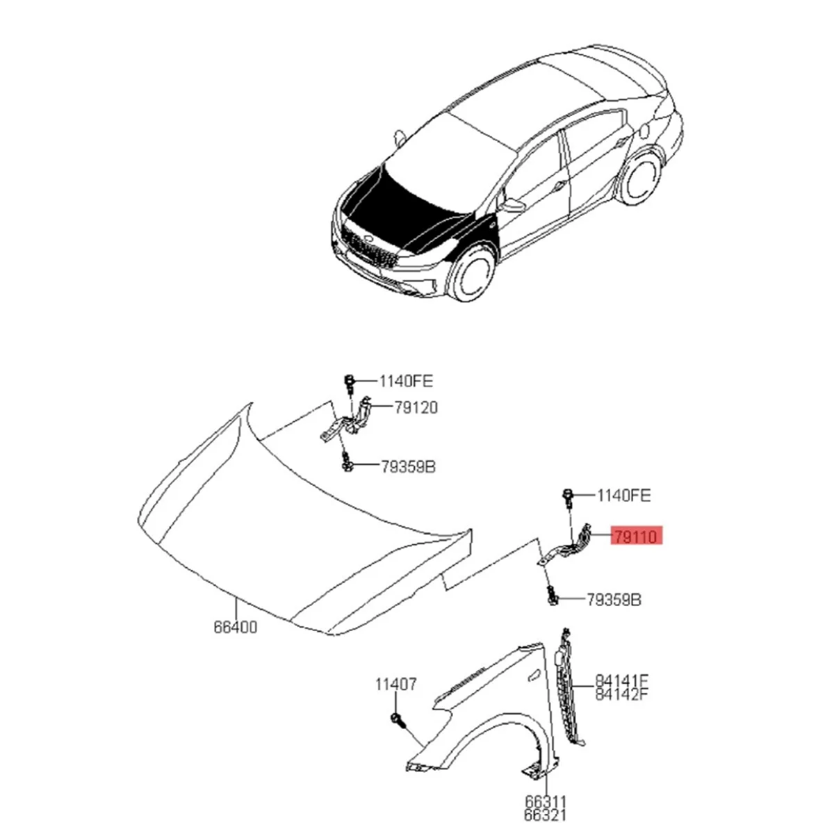 1Pair Engine Hood Hinge Cover 79110-A7600 79120-A7600 for Kia Forte Koup 2014-2018 Bonnet Hinge 79110A7600